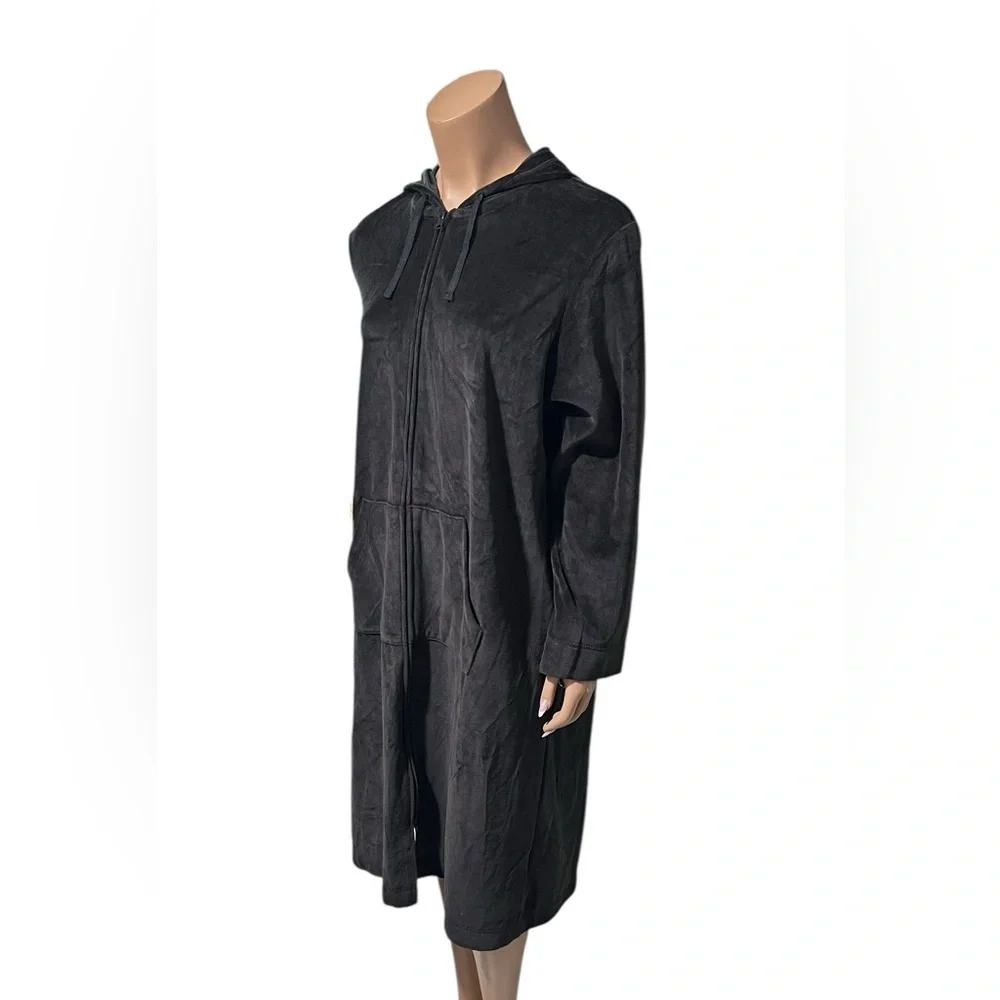 Elegant Black Hooded Lounge Robe☑️ - Picture 8 of 12